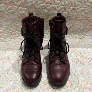 Kohl's Dark Red Combat Boots
